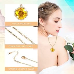 img 1 attached to 💎 Citrine Pendant Necklace for Women and Girls - 18K Gold Plated Birthstone Crystal Jewelry