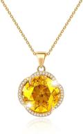 💎 citrine pendant necklace for women and girls - 18k gold plated birthstone crystal jewelry logo