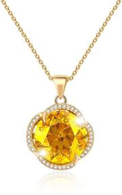 img 4 attached to 💎 Citrine Pendant Necklace for Women and Girls - 18K Gold Plated Birthstone Crystal Jewelry