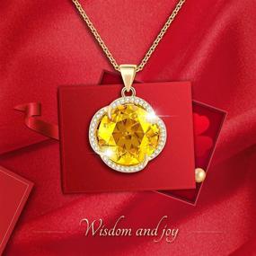 img 3 attached to 💎 Citrine Pendant Necklace for Women and Girls - 18K Gold Plated Birthstone Crystal Jewelry