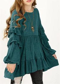 img 1 attached to MITILLY Crewneck Pleated Babydoll Pockets Детская одежда для девочек: Стильные топы, футболки и блузки для ваших маленьких модниц