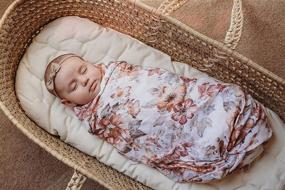 img 2 attached to 🌸 Sunset Floral Muslin Swaddle Blanket - Cute Infant Newborn Essential Cotton Swaddle, Trendy Receiving Blankets, Great Shower Gift for Girls by Mini Wander