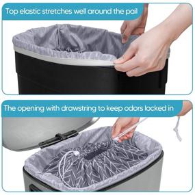 img 2 attached to Teamoy 2 Pack Reusable Diaper Pail Liner - Elastic Band and Drawstring, Fits 13.2 Gallon Trash Can and Diaper Pails, Gray Arrow + Black Arrow