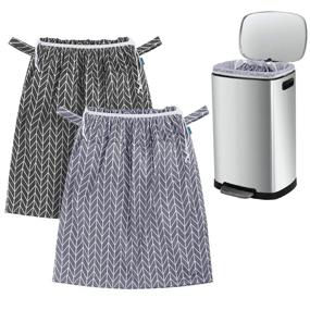 img 4 attached to Teamoy 2 Pack Reusable Diaper Pail Liner - Elastic Band and Drawstring, Fits 13.2 Gallon Trash Can and Diaper Pails, Gray Arrow + Black Arrow