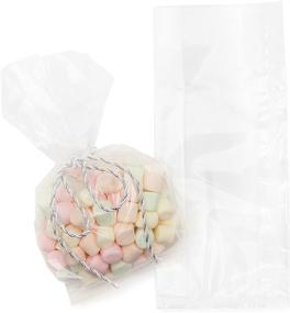 img 1 attached to 🛍️ Clear Cellophane Treat Party Favour Bags (125 Pack) - 9" x 4" x 2" Side Gusset - Perfect for Candy, Cookies, Bakery, Mugs - Includes 125 Silver Twist Ties