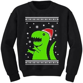 img 4 attached to 🦖 Big Trex Santa Ugly Christmas Sweatshirt Dinosaur Kids Long Sleeve T-Shirt: Festive Fun for Little Ones!