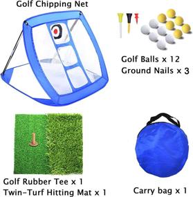 img 3 attached to Improve Golfing Skills with LATEEFAH Pop Up Golf Chipping Net: Indoor/Outdoor Collapsible Target Net for Accuracy and Swing Practice, Including 12 Training Balls and Hitting Mats