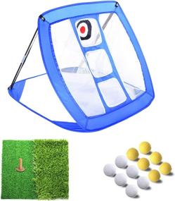 img 4 attached to Improve Golfing Skills with LATEEFAH Pop Up Golf Chipping Net: Indoor/Outdoor Collapsible Target Net for Accuracy and Swing Practice, Including 12 Training Balls and Hitting Mats