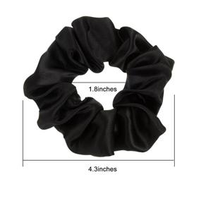 img 3 attached to Black Satin Hair Scrunchies - Set of 10 Elastic Hair Bobbles Scrunchies Hair Ties for Kids and Adults
