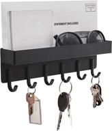 🔑 wall-mounted magnetic key holder with 6 key hooks and deep tray - black логотип