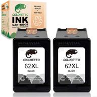 🖨️ coloretto remanufactured ink cartridge replacement for hp 62xl (2 black) combo pack - compatible with envy 5540, 5542, 5640, 5642, officejet 200c, 250, 258, 5742, 5743, 5744 logo
