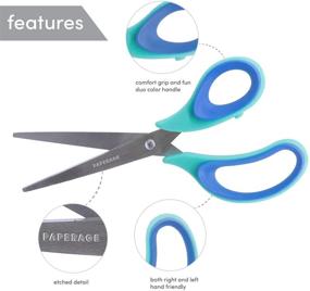 img 3 attached to 📎 Paperage Scissors: All-Purpose Stainless Steel, Durable and Sharp, Comfort Grip - Ideal for Crafting, Paper Making, and Office Activities - 3 ct Pack in Vibrant Fun Colors