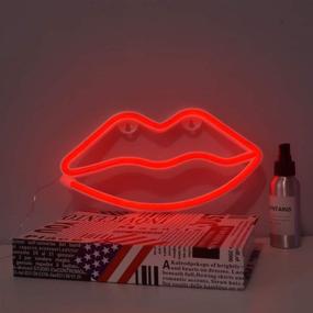 img 4 attached to 💋 Fierce Shaped Neon Signs: LED Safety Art Wall Decorative Lights with Battery Powered/USB - Perfect for Kids Gift, Baby Room, Wedding, Party, Christmas Decoration (Red Lip)