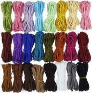 🧵 lystaii 130 yards 24 bundles suede cord, 2.6mm x 1.5mm suede leather lace flat faux leather cords thread velvet cord for bracelet necklace beading diy handmade crafts logo
