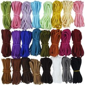 img 4 attached to 🧵 Lystaii 130 Yards 24 Bundles Suede Cord, 2.6mm x 1.5mm Suede Leather Lace Flat Faux Leather Cords Thread Velvet Cord for Bracelet Necklace Beading DIY Handmade Crafts