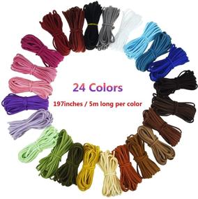 img 2 attached to 🧵 Lystaii 130 Yards 24 Bundles Suede Cord, 2.6mm x 1.5mm Suede Leather Lace Flat Faux Leather Cords Thread Velvet Cord for Bracelet Necklace Beading DIY Handmade Crafts