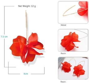 img 3 attached to 🌹 D.Rosse Boho Rose Petal Dangle Resin Earrings - Long Drop Acrylic Tiered Flower Earrings - Floral Tassel Earrings for Women and Girls