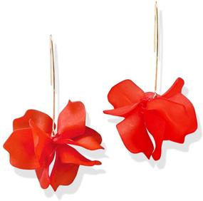 img 4 attached to 🌹 D.Rosse Boho Rose Petal Dangle Resin Earrings - Long Drop Acrylic Tiered Flower Earrings - Floral Tassel Earrings for Women and Girls