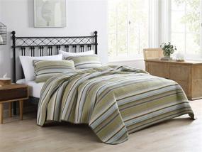 img 4 attached to 🛏️ Stone Cottage Fresno Collection Quilt Set - 100% Cotton, Reversible, Medium Weight Bedding with Matching Shams for King Size Bed, Green