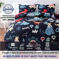 🦖 full size duvet cover set with zipper - soft & breathable brushed microfiber - dinosaur toddler bed kids' art deco bedroom - black aesthetic bedding collection for teens boys - unique pattern logo