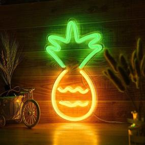 img 2 attached to 🍍 Pineapple Neon Light: Vibrant Festival Wall Decor for Home, Bedroom, Office & More - USB Operated