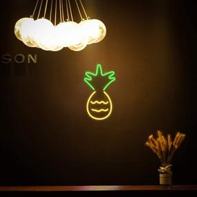 img 3 attached to 🍍 Pineapple Neon Light: Vibrant Festival Wall Decor for Home, Bedroom, Office & More - USB Operated