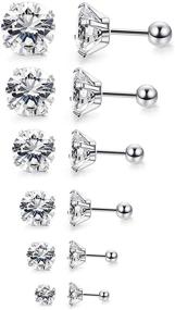 img 4 attached to 👂 Hypoallergenic Stud Earrings Pack Set for Women and Girls: Surgical Steel Cubic Zirconia Studs, 6 Pairs (3mm-8mm), Tiny Small Earrings Studs