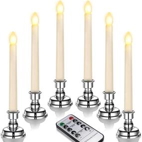 img 4 attached to 🕯️ Ymenow LED Taper Candles Set of 6: Remote-controlled Battery Operated Flameless Candlesticks with Silvery Holders for Christmas Decoration - Ivory White