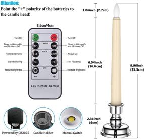 img 3 attached to 🕯️ Ymenow LED Taper Candles Set of 6: Remote-controlled Battery Operated Flameless Candlesticks with Silvery Holders for Christmas Decoration - Ivory White