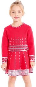 img 4 attached to 👗 SMILING PINKER Argyle Crewneck Knit Sweater Dress - Long Sleeve Winter Party Dress for Girls