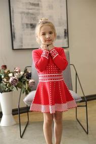 img 3 attached to 👗 SMILING PINKER Argyle Crewneck Knit Sweater Dress - Long Sleeve Winter Party Dress for Girls