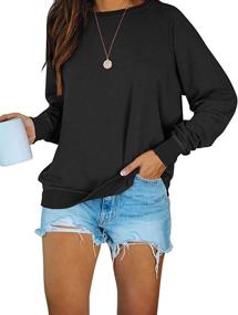 img 4 attached to 👚 PRETTODAY Women's Casual Solid Sweatshirts - Long Sleeve Crew Neck Tops for a Loose and Cozy Pullover Look