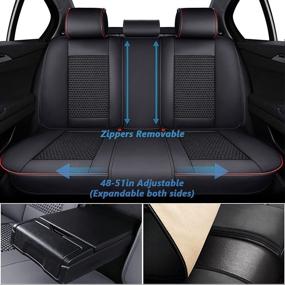 img 2 attached to 🚗 Coverado Breathable Faux Leather Car Seat Covers - Waterproof Full Set for Universal Fit in Most Vehicles, Sedans, and SUVs - Black