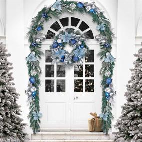 img 3 attached to 🎄 Valery Madelyn 6ft Winter Land Garland: Pre-Lit Silver Blue Xmas Decor with 20 LED Lights & Ball Ornaments - Perfect for Front Door, Window, Fireplace, and Mantle - Battery Operated