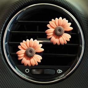 img 4 attached to 🌼 Set of 2 Car Charm Daisy Flower Air Vent Clips - Beautiful and Cute Automotive Interior Trim Decorations Accessories for Car Air Freshening (Orange)