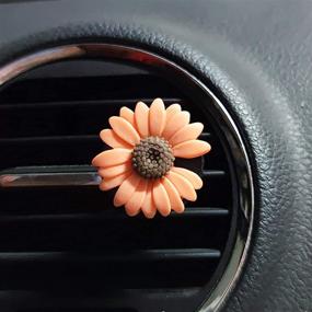 img 3 attached to 🌼 Set of 2 Car Charm Daisy Flower Air Vent Clips - Beautiful and Cute Automotive Interior Trim Decorations Accessories for Car Air Freshening (Orange)