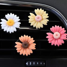 img 1 attached to 🌼 Set of 2 Car Charm Daisy Flower Air Vent Clips - Beautiful and Cute Automotive Interior Trim Decorations Accessories for Car Air Freshening (Orange)