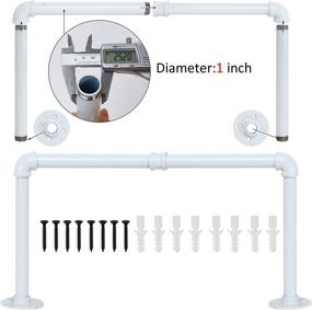 img 2 attached to 👕 Industrial Pipe Wall Mounted Clothing Rack - Heavy Duty Iron Garment Rack for Clothes Hanging, Retail Display Rod for Closet, Laundry Room - WEBI Clothing Rack, 24'' White