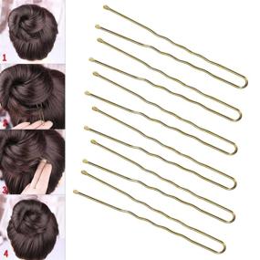 img 1 attached to 💇 300 Bun Hair Bobby Pins U Shaped Pin with Box: Ideal Hair Grips for Ballet Hair Net - 6 CM/2.3 inch Golden