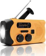stay prepared with the portable solar hand crank emergency weather radio - orange logo