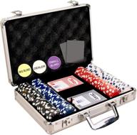 🎲 da vinci 200 dice striped poker chip set: 11.5 gram with aluminum case, dealer button, and 2 decks of cards логотип