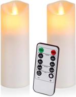 🕯️ enhance your space with aignis flickering flameless candles: 10-key timer remote, exquisite decor, outdoor heat resistant, realistic moving wick led flames (vory) logo