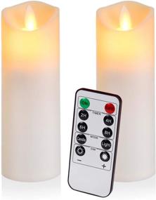 img 4 attached to 🕯️ Enhance Your Space with Aignis Flickering Flameless Candles: 10-Key Timer Remote, Exquisite Decor, Outdoor Heat Resistant, Realistic Moving Wick LED Flames (vory)