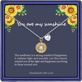 img 4 attached to 🌻 Dazzling 14k Gold Plated Sunflower Necklace: A Heartfelt Initial Pendant for Women & Girls - Perfect Sunshine Gift