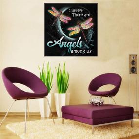 img 1 attached to 🎨 5D Diamond Painting Kits for Adults - Angels and Dragonfly Full Drill Embroidery Cross Stitch, DIY Diamond Painting by Numbers for Beginners, Home Wall Decor - 12x12 Inch