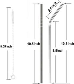 img 3 attached to 🥤 Naudacaa 7-Pack Stainless Steel Metal Straws with Case - Extra Long Reusable Straws for Smoothie - Bent Drinking Straws 10.5'' length, 0.24'' diameter - Includes 2 Cleaning Brushes