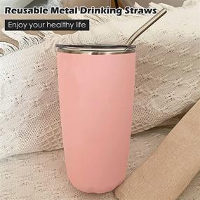 img 1 attached to 🥤 Naudacaa 7-Pack Stainless Steel Metal Straws with Case - Extra Long Reusable Straws for Smoothie - Bent Drinking Straws 10.5'' length, 0.24'' diameter - Includes 2 Cleaning Brushes