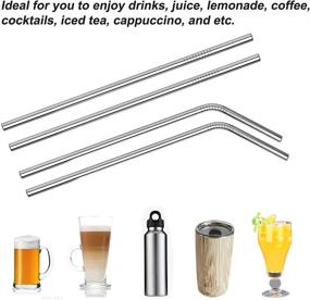 img 2 attached to 🥤 Naudacaa 7-Pack Stainless Steel Metal Straws with Case - Extra Long Reusable Straws for Smoothie - Bent Drinking Straws 10.5'' length, 0.24'' diameter - Includes 2 Cleaning Brushes