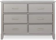 🛏️ dream on me universal double dresser: stylish mid century modern bedroom dresser with six drawers in metallic grey логотип