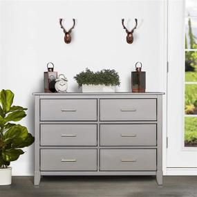 img 2 attached to 🛏️ Dream On Me Universal Double Dresser: Stylish Mid Century Modern Bedroom Dresser with Six Drawers in Metallic Grey